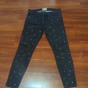 Current/Elliott The Stilleto Washed Black W Mini Stars Size 29